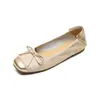 Zapatos Planos Franceses Personalizados para Mujer con Lazo Plano Zapatos de Abuela Suela Suave Boca Baja Zapatos Planos Plateados para Ballet Tallas Grandes para Mujer