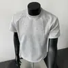 Camiseta unisex de manga corta con hombros rectos y corte holgado, estilo americano de verano, cuello redondo, peso pesado, manga de cinco puntos, camiseta holgada al por mayor