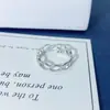 2025 Nuevo Popular Anillos Entrelazados de Plata de Ley S925 Estilo Lujo Ligero Ins Anillo Oval Hueco Abierto Ajustable