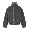 Jaqueta de Algodão Masculina Feminina Retrô Americano Montanha Sentada Águia Rivet Senso de Design Gola de Pele Outono Inverno Nova Espessada Quente Tendência Marca Roupa Exterior