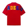 Camiseta de Manga Corta Bordada con Letras de Terciopelo Estilo Retro Americano para Hombres y Mujeres, Nuevo Estilo de Verano para Parejas, Top Casual Suelto de Calle