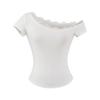 Camiseta Feminina de Verão 2025 Novo Design, Manga Curta, Ombro Caído, Estilo Ins Pure Lust, Slim, Off-Shoulder, Top Curto Slim