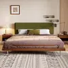 Cama de Madera Maciza con Tela Estilo Retro Francés 1.8m Cama Doble para Dormitorio Principal de Adulto Estilo Europeo 1.5m Cama de Tela Resistente a los Arañazos de Gato para el Hogar