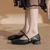 Sapatos Mary Jane estilo cheongsam em couro macio para mulheres, novo modelo outono 2026, bico quadrado, salto grosso, novos sapatos de festa estilo fada chinesa
