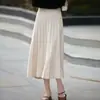 Falda plisada casual versátil de otoño e invierno, falda de punto de longitud media, falda de paraguas de color sólido nuevo de terciopelo Andy de cintura alta adelgazante