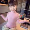 [en stock suéter básico para niñas primavera versátil 2025 nuevo bebé niños cuello alto color sólido jersey top