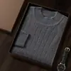 Suéter de Cachemira Grueso de Siete Agujas Doble Hilo para Hombre, Cuello Semi Alto, Manga Raglán, Casual de Negocios, Camiseta Base de Punto