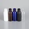 Botella redonda de 30 ml con bomba de hombro y clip para base de maquillaje, envase cosmético, emulsión, envase de aislamiento líquido, botella vacía de PET.
