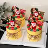 Decoração de Bolo de Natal Feliz 2025 Enfeites de Papai Noel de Plástico Macio Sino Círculo de Grama Bandeirinha Pequena Plug-in para Sobremesa