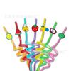 Fruta Lindo Pegamento Suave Estilo Caricatura Pajita Fiesta Personalizado Grado Alimenticio PETG Arte Pajita Curva