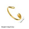Pulseira Aberta Hidráulica de Aço Inoxidável Mais Vendida na Europa e América, Banhada a Ouro 18K, Versátil para o Dia a Dia, Atacado do Fabricante