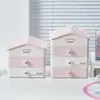 Bonita Caja de Almacenamiento de Escritorio con Forma de Casita, Cajón Apilable de Múltiples Niveles para Escritorio, Oficina, Papelería y Estante de Almacenamiento