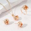Moda Retro Nudo Cuerda Retorcida Nudo Pendientes Collar Joyería Traje Bola de Lana Boda San Valentín Regalo