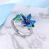 Anillo de Flor de Esmalte Cloisonné Fresco Pequeño para Mujer Estilo Pastoral Artesanía de Gota de Pegamento Plata Tailandesa Moda Creativo Anillo para Dedo Índice