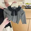 Conjunto Feminino Estilo Coreano Outono Fino Bebê Crianças Casual Listrado Top e Calça Conjunto de Duas Peças Transfronteiriço Em Estoque