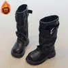 Botas Altas para Niña 2026 Otoño/Invierno Nuevas Estilo Británico Retro Suela Suave Versátiles Antideslizantes Ligeras Botas de Piel para Niños Medianas a Grandes