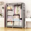 Armario Sencillo de Tela Armario Closet de Dormitorio Barra Colgante Perchero Montaje Elegante Perchero Creativo Tubo de Acero Engrosado