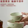 [Nuevo Producto] Bambú de Tinta Pintado a Mano Cerámica Doméstica Plato Cuenco Color Bajo Vidriado Vajilla Cuenco para Fideos Plato de Porcelana Juego Combinado Cuenco