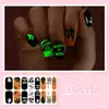 Ze Película de Esmalte en Gel para Uñas sin Curado Luminoso Pegatina Completa Halloween Otoño e Invierno Película Adhesiva para Uñas Papel Adhesivo para Uñas Adhesivo de Papel