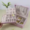 Caixa de joias de camada dupla, caixa de armazenamento de joias de grande capacidade com placa para brincos, caixa de armazenamento para pulseiras, joias, colares e anéis