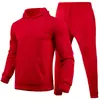 Otoño/Invierno 2026 Transfronterizo Unisex Casual Talla Europea Liso Color Sólido Conjunto Sudadera Holgada de Forro Polar y Pantalones de Chándal Conjunto de Dos Piezas