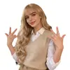 Peluca de Fábrica en Stock para Mujer, Cabello Largo Pieza Completa, Estilo TikTok con Flequillo, Postizo Realista de Cabello Largo Rizado, Venta al por Mayor de Una Pieza