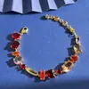Moda Europeia e Americana Cor Verde Cristal Pulseira Assimétrica Gradiente Luxo Acessível Cor Geométrica Vermelha Pulseira de Diamante