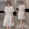 Vestido de estilo colegial con cuello polo, corte ajustado para mujer, nueva moda de verano 2026, falda de línea A adelgazante, falda corta para mujeres petite