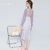 Rosa Seda Liso Cetim Renda Patchwork Decote Profundo Push-up Acolchoado Tentador Transparente Camisola Conjunto para Casa W2805
