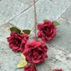 Nueva flor de boda china roja grande vino tinto boda roja pasillo camino plomo suave decoración flor falsa al por mayor