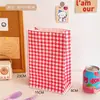 Bolsa de Papel Kraft a Cuadros de Color Estilo Coreano Bolsa de Papel para Regalo Pequeño Bolsa de Papel para Regalo Bolsa de Almacenamiento Linda Acabado de Almacenamiento Moderna