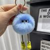 Lindo Conejo Rex de Peluche Llavero para Coche Colgante con Piernas Largas y Bolitas de Carbón Pequeñas, Adorno de Piel para Mochila de Bola de Felpa Regalo