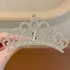 Diadema Corona de Princesa de Perlas para Niños Cuerda para el Cabello de Bola Elástica Alta para Bebé Diadema para Niñas Banda de Goma Diadema de Flor