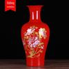 Vaso de cerâmica chinês vermelho ouro peônia vaso grande rabo de peixe garrafa cerâmica artesanato decoração de casa ornamentos