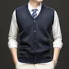 Nuevo Chaleco de Punto de Lana para Hombre Otoño/Invierno 2026 Cuello en V Sin Mangas Chaleco Jersey Chaleco de Lana Engrosado
