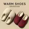 Pantuflas de Algodón con Textura 3D y Forro de Felpa, Impermeables de EVA, Cálidas, Antideslizantes, No Sueltan Pelusa Fácilmente, Pantuflas Cálidas y Suaves para el Hogar de Otoño/Invierno para Mujer