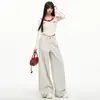 Nuevos Jeans Beige para Mujer 2026 Nuevo Estilo Diseño Hot Girl Cintura Alta Pierna Recta Adelgazantes Sueltos Pantalones de Pierna Ancha de Largo Completo
