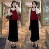 Conjunto de Falda para Mujer Estilo Primavera y Otoño 2026 Nuevo Moda Francesa Elegante Conjunto de Tres Piezas: Blusa, Chaleco y Falda