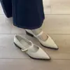 Em Estoque ~ Bico Verde Apontado Salto Grosso Salto Alto Feminino Francês Salto Médio Sapatos Mary Jane Boca Rasa Sapatos para o Trabalho