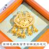 Cadena de suéter con colgante de candado de seguridad Ruyi de loto con borla de la suerte con incrustaciones de diamantes de oro arena de Vietnam que no se desvanece con el tiempo para mujer
