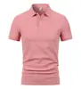 Camisa polo de manga corta Solona 230g 40 hilos doble con logo estampado, ropa de trabajo versátil para hombres y mujeres