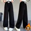 Pantalones de Otoño/Invierno para Niñas 2026 Nuevos Casuales Estilo Coreano Medianos/Grandes Niños Forrados de Felpa Engrosados Pierna Recta Pantalones de Arroz Pegajoso Modernos