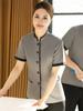 Roupas de limpeza para propriedade de hotel, manga curta, verão, tia faxineira de hotel, traje de trabalho chinês, terno, logotipo estampado