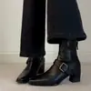 Botines de Moda Europeos y Americanos con Hebilla, Punta Cuadrada, Tacón Alto, Cremallera Trasera 2026, Nuevos, Versátiles, Botas Adelgazantes, Botas de Moda para Mujer