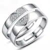 Anillo Abierto de Pareja Transfronterizo Europeo y Americano de Plata Joyería Femenina Estilo Coreano Zircón Boda Anillo de Diamante Anillo de Pareja Boca Viva Moda