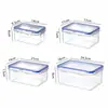 Fiambrera de Plástico para Microondas con Tapa, Fiambrera para Trabajadores de Oficina, Caja Rectangular Sellada, Resistente a la Humedad