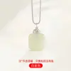 Hebilla colgante de plata de ley 925 para hombre y mujer, con diseño de tarjeta de identificación, hebilla de jade, hebilla de plata con incrustaciones, accesorios de bricolaje