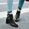 31-45 una generación de otoño e invierno talla botas cortas de tacón grueso para mujer hebilla de cinturón tacón cremallera lateral botas de mujer W80