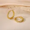 Pendientes de Otoño e Invierno 2024 Moda Elegantes Estéreo de Gama Alta Hebilla de Oreja Hilo Retorcido Anillo Liso Acero de Titanio Femenino con Estilo