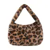 Bolso de Hombro Bajo el Brazo Nuevo Estilo Otoño e Invierno 2024 Bolso Bandolera, Bolso Femenino de Moda Sexy con Estampado de Leopardo, Bolso de Felpa Estilo Girly